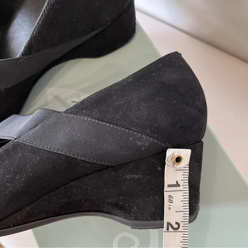 Nurture Black Suede Wedge Shoes